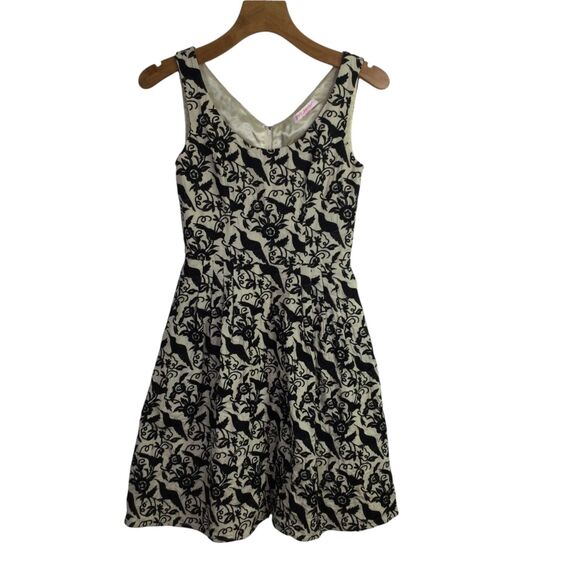 Betsey Johnson Womens Fit & Flare Halter Midi Dress Embroidered Black Bird - Picture 1 of 16